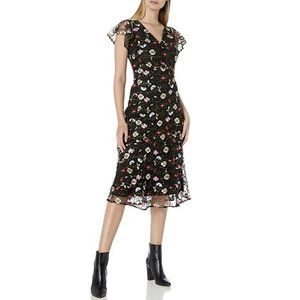NWOT Sam Edelman Floral Embroidered Short Sleeve/ Cold Shoulder Dress - 2